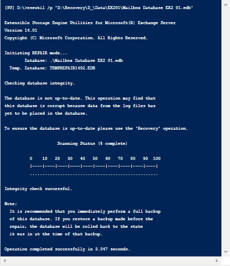 check database integrity