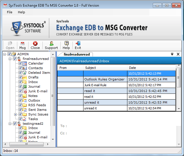 export exchange to msg